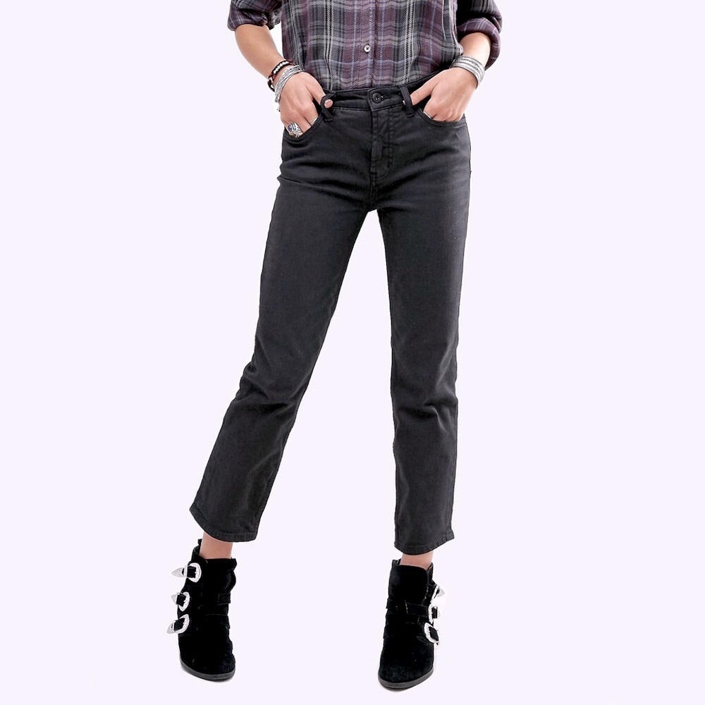 Free People Size 27 NEW Jasper Blackbird Straight Leg Crop Jeans 32” Waist